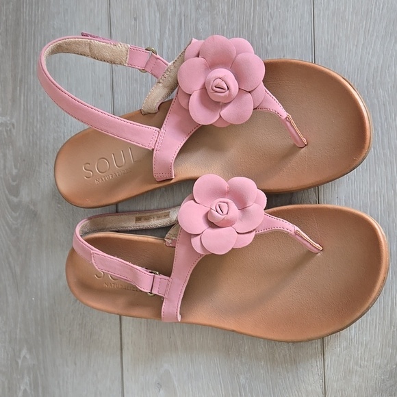 Soul Naturalizer Pink Floral Women's Sandals Bow Flower Shoes Sz 9.5M - Picture 3 of 10